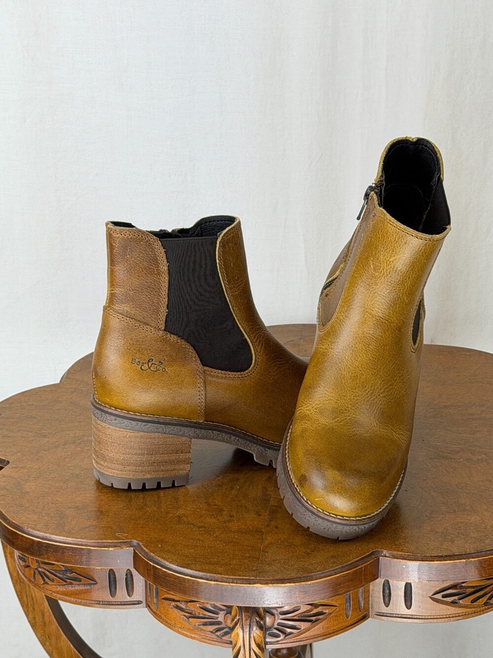 NIB Bos. & Co Waterproof Boot Mercy Boot Camel Chunky Heel Chelsea #0299 EU 41